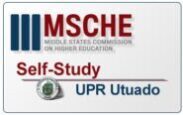 Acceder a la página de Autoestudio para el Proceso de Acreditación. Imagen que muestra Logo MSCHE, la palabra Self-Study y el Logo de la UPR Utuado.