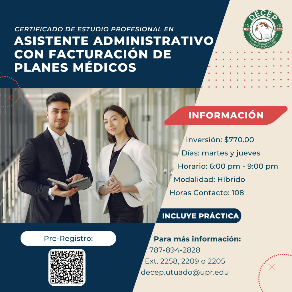 Promocion curso de Asistente administrativo con faturación en planes médicos