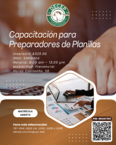 Promocion curso de capacitacion para preparadores de planillas DECEP UPR Utuado
