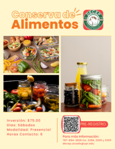 Promoción del Curso Conserva de Alimentos DECEP UPR Utuado