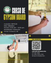 Promoción Curso de Gypsum Board DECEP UPR Utuado