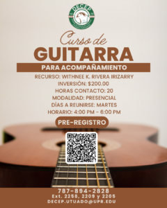 Promoción de Curso de Guitarra DECEP Utuado