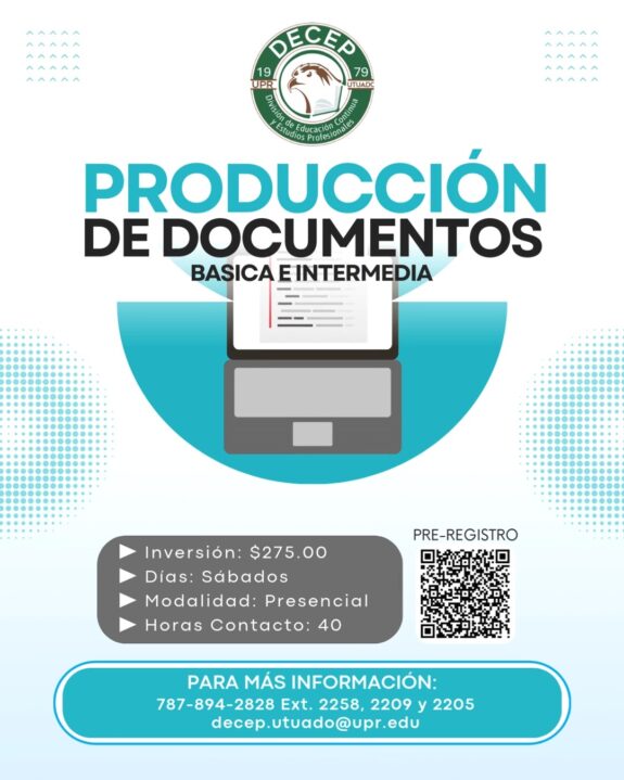 produccion-de-documentos Promoción curso Producción de Documentos DECEP Utuado